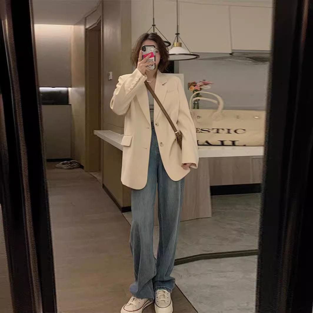 

Корейский стиль пиджак для женщин весна и осень новый стиль маленький колледж стиль свободный повседневный темперамент маленький костюм XL