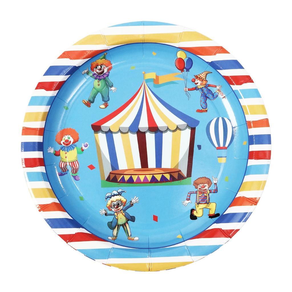 Circus Theme Birthday Disaposable Tableware Children's Day Circus Clown Plates Cups Napkins Kids Boys Happy Birthday Party Decor