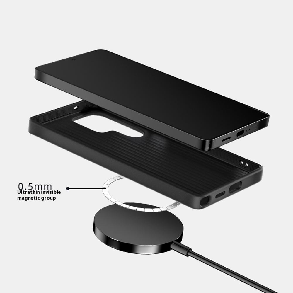 ABEEL For Samsung Galaxy S25 Ultra Case Compatible with MagSafe Micro-Embossing PC TPU Aluminum Alloy Leather Phone Cover