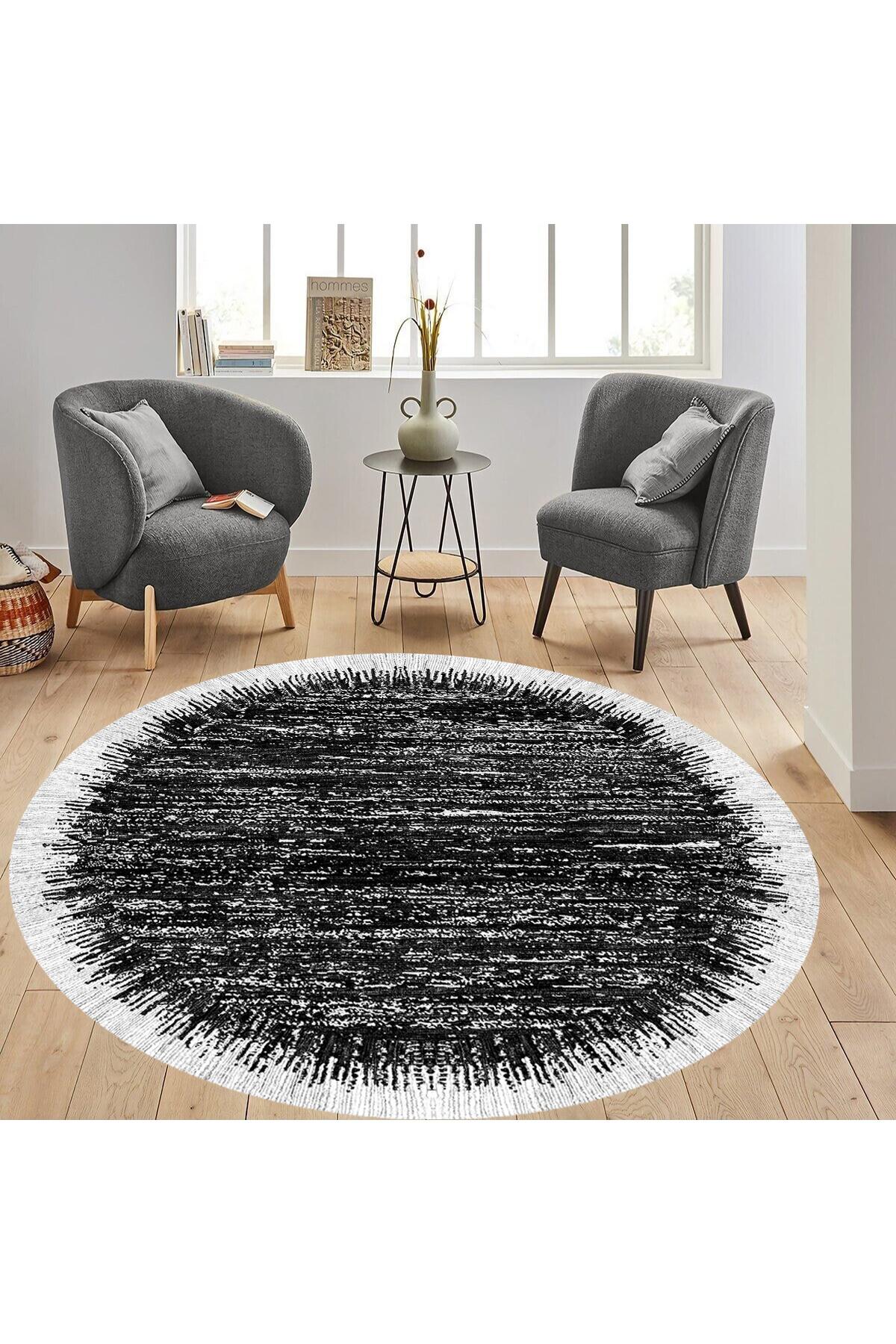 

Rovigo Home Моющийся круглый ковер с принтом RHM7301-HS384 100x100 чёрный