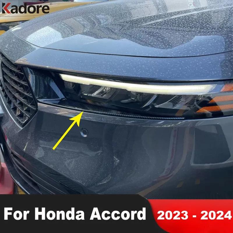 For Honda Accord Sedan  2024 Carbon Fiber Car Front Head Lamp Eyebrow Cover Trim Headlight Eyelid Strip Exterior Accessories