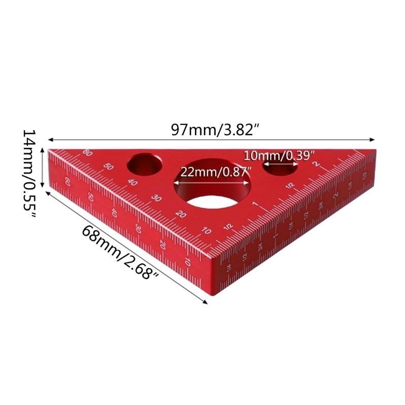 45 Degree AluminumAlloy Angled Ruler, Metricand InchScale Rafters Layouts Carpenter Square Triangle Ruler Woodworking