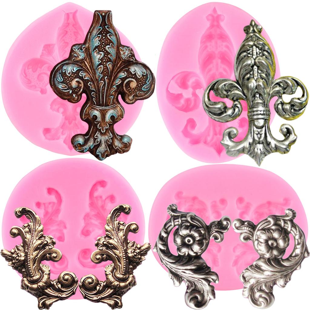 3-teilige Silikon-Fondantformen – Barockes Vintage-Design, Für Kuchen & Deko, Spülmaschinenfest