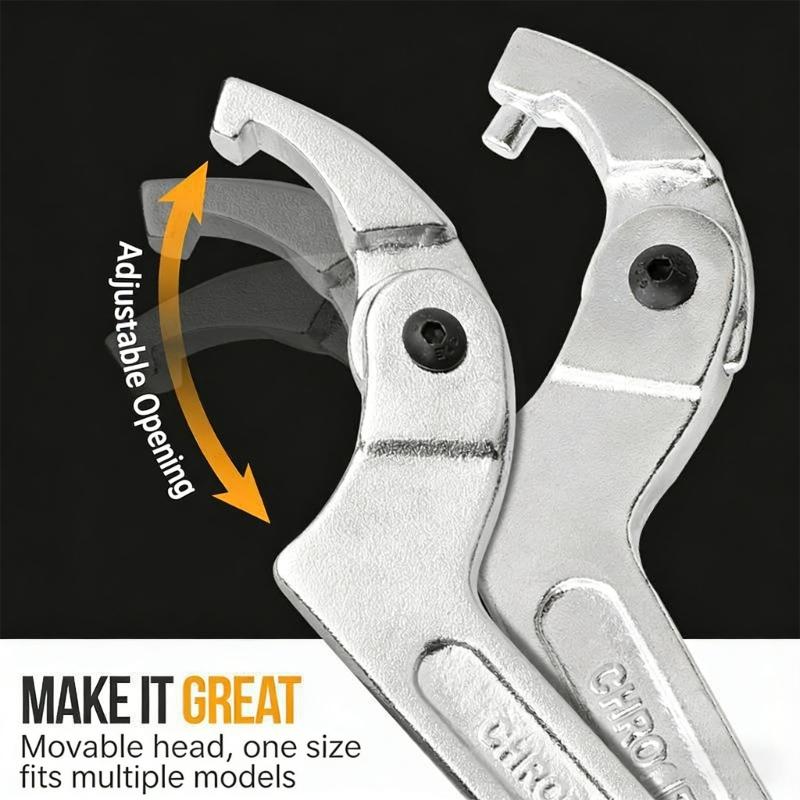 Professional Water Meter Tool Adjustable Hook Wrench With Square/ Round End for Plumbing And Repair Maintenances