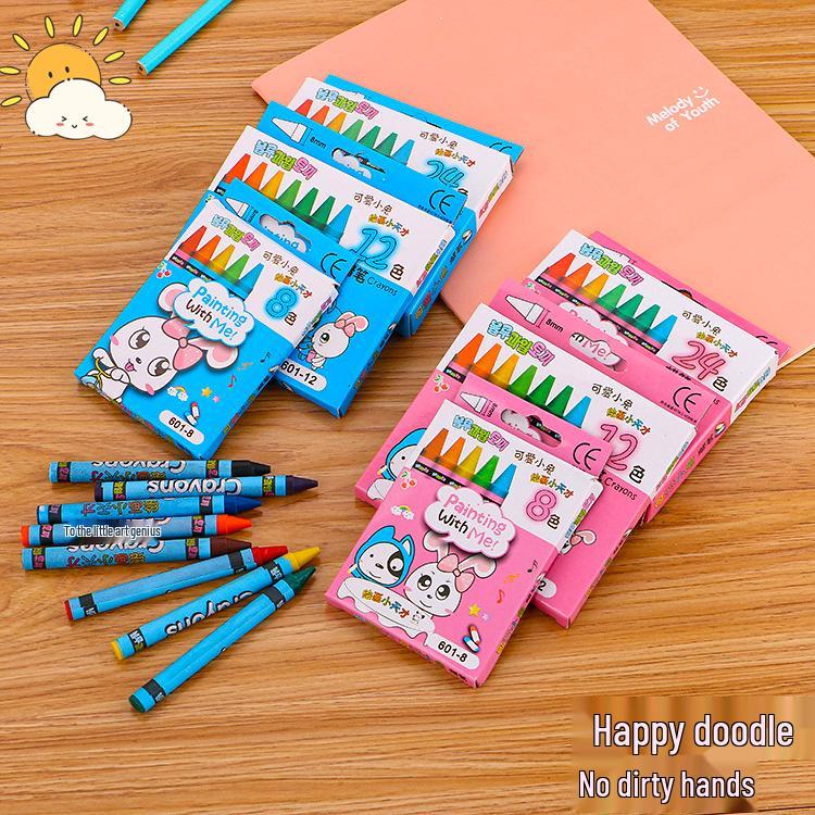 Creative Student Crayon Set - 8, 12, or 24 Colors - Cute Children's Coloring Crayons