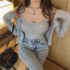 Hong Kong Style Women's Chic Set: Slim Fit Camisole & Fashionable Cardigan.