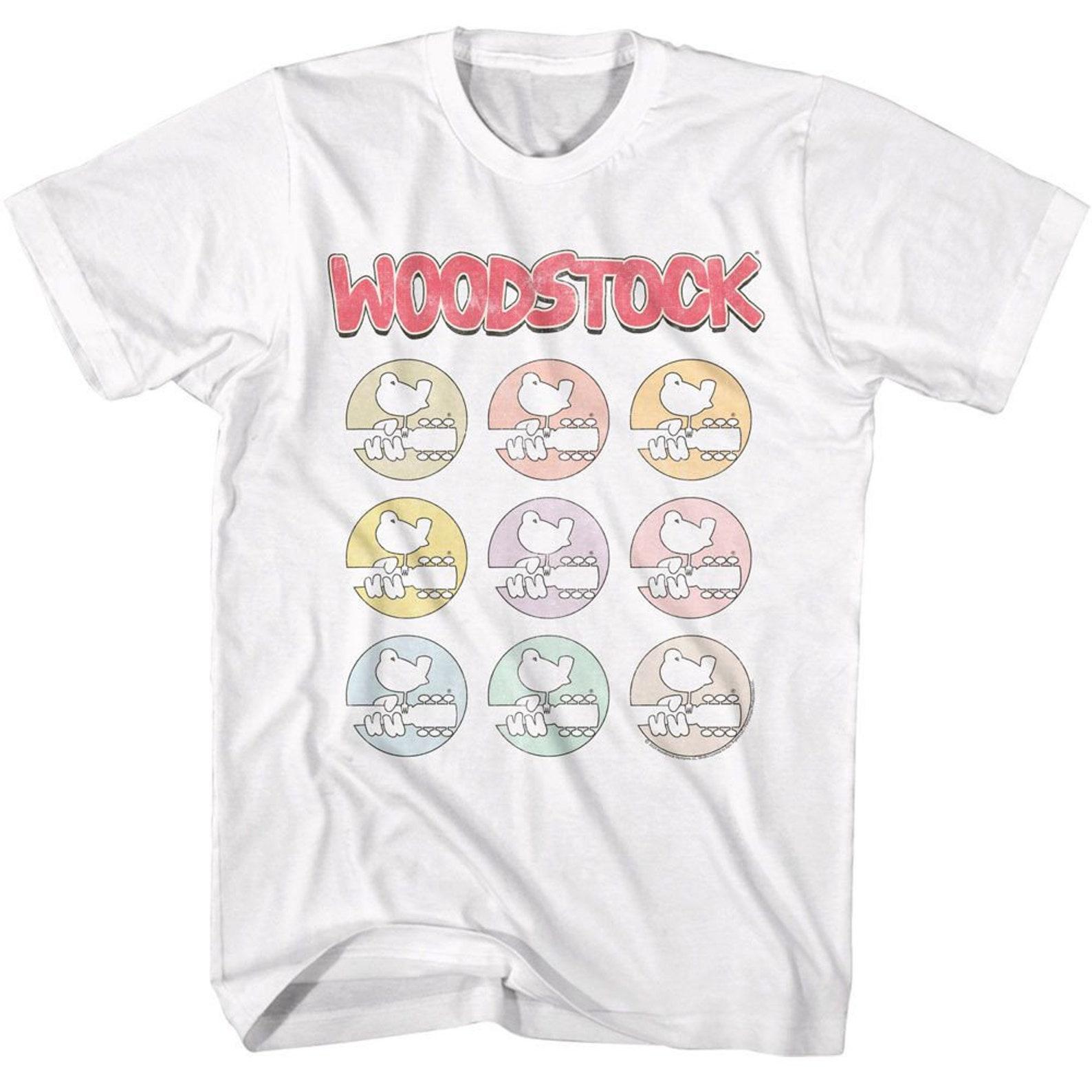 Woodstock Multi Color Icons White Adult T-Shirt S