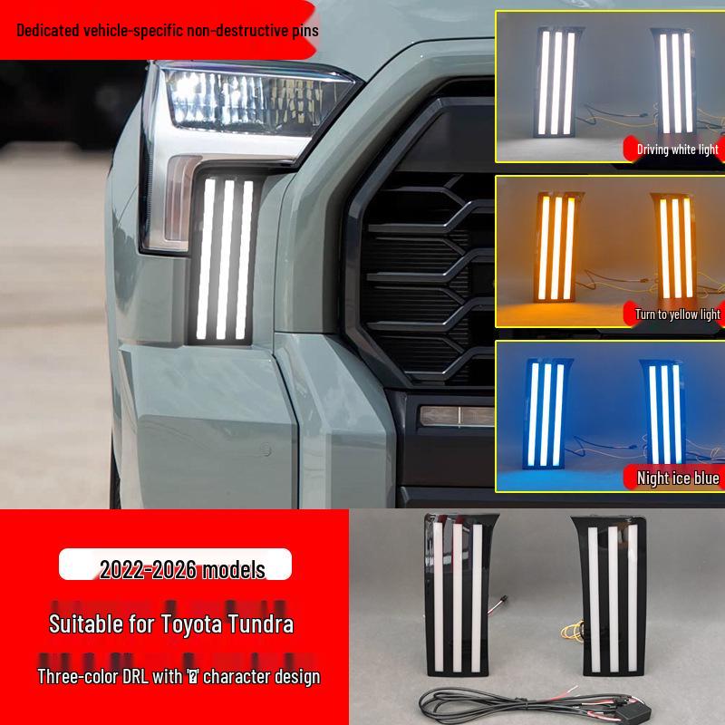 LED Daytime Running Turn Signal Fog Lights for 2022-2025 Toyota Tundra Front Bumper