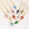 2025 New Stainless Steel Cross Necklace 18K Real Gold Plated Cubic Zirconia Christian Cross Charms Religious Pendant