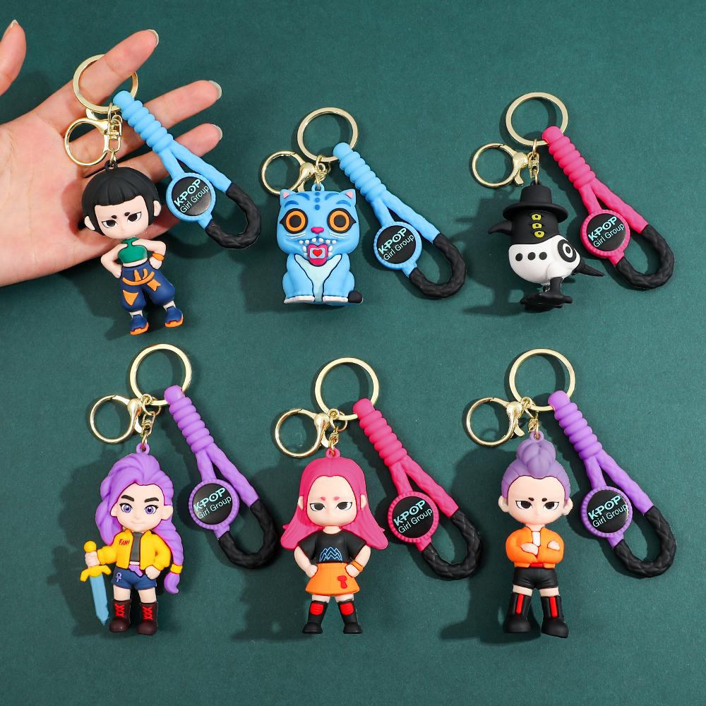Devil Hunter Keychain Tiger Character Cute Harajuku Style Suitable KPOP PVC forChildren andFans forChristmas Lightweight Carry Portable Mini
