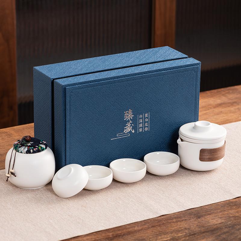 Travel tea set Ceramic express cup Portable one pot two cups Company business gifts Holiday souvenirs
