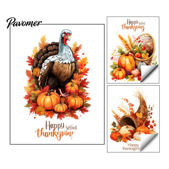 Static Window Clings for Thanksgiving Harvest Themed Sticker, Decorative Non Adhesive Cling, Removable Holiday Glass Stickers Watercolor Decals