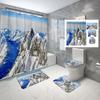 Schneeberg Duschvorhang-Set Schöne Naturlandschaft Duschvorhang Rutschfeste Badematte Toilettendeckelbezug Für Badezimmerdekoration