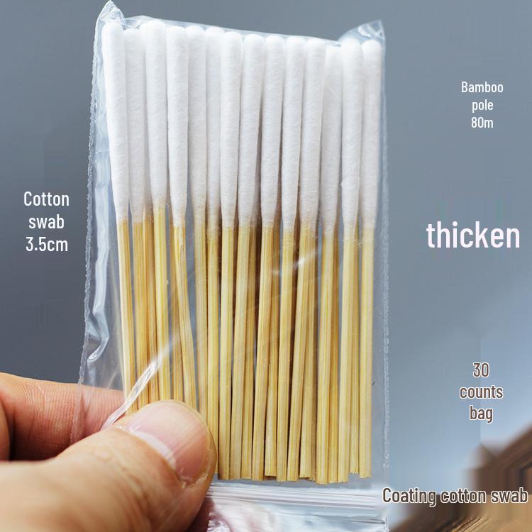 Bamboo Cotton Swabs for Applying Beauty Liquids – 30 Extra Thin, Thickened, 8cm Swabs