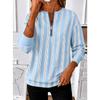 Women's Quarter Zipper Sweater Pullover  Mixed Stripe  Casual  Active Sportswear Half Long Sleeve Top Micro-elastic Fall & Winter Comfrt Breathable