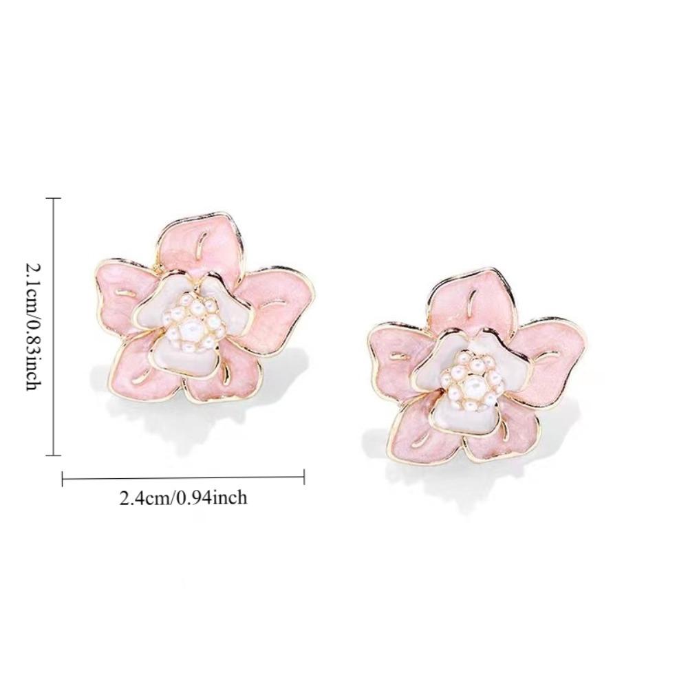 Brincos de Tarraxa Flor de Cerejeira Camélia de Luxo para Mulheres Vintage Elegante Pérola Design Único Inspirado na Natureza Chique Estilo Francês