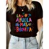 Unisex "La Abuela Más Bonita" Spanisches Oma Grafik-T-Shirt Sommerurlaub Lässiges Oberteil