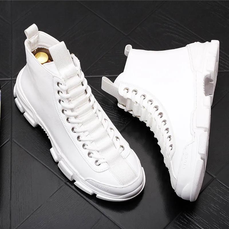 FashionTop Quality Fashion Men's Casual Shoes Leather Platform Boots Men Sneakers Male Man Trending Leisure High Tops Shoes for Men