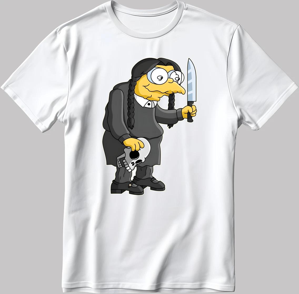 The Simpsons, Simpson drawing Short Sleeve White-Black Men/ Women T Shirt R217 2XL