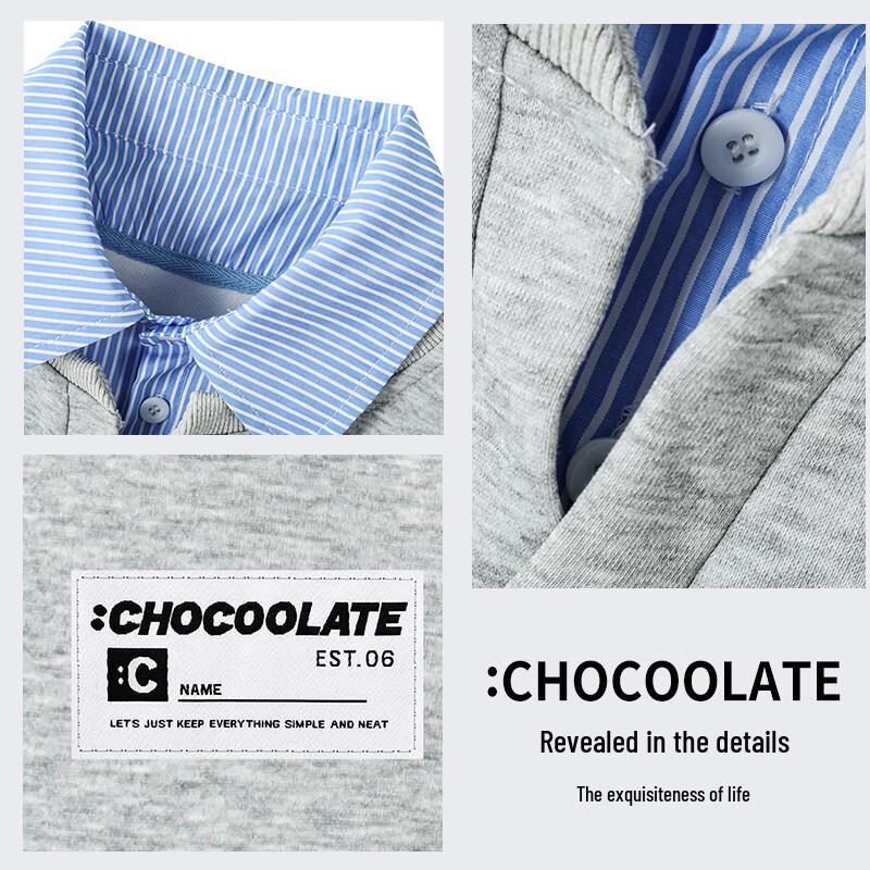 :CHOCOOLATEit Men's Faux Two-Piece Polo T-Shirt