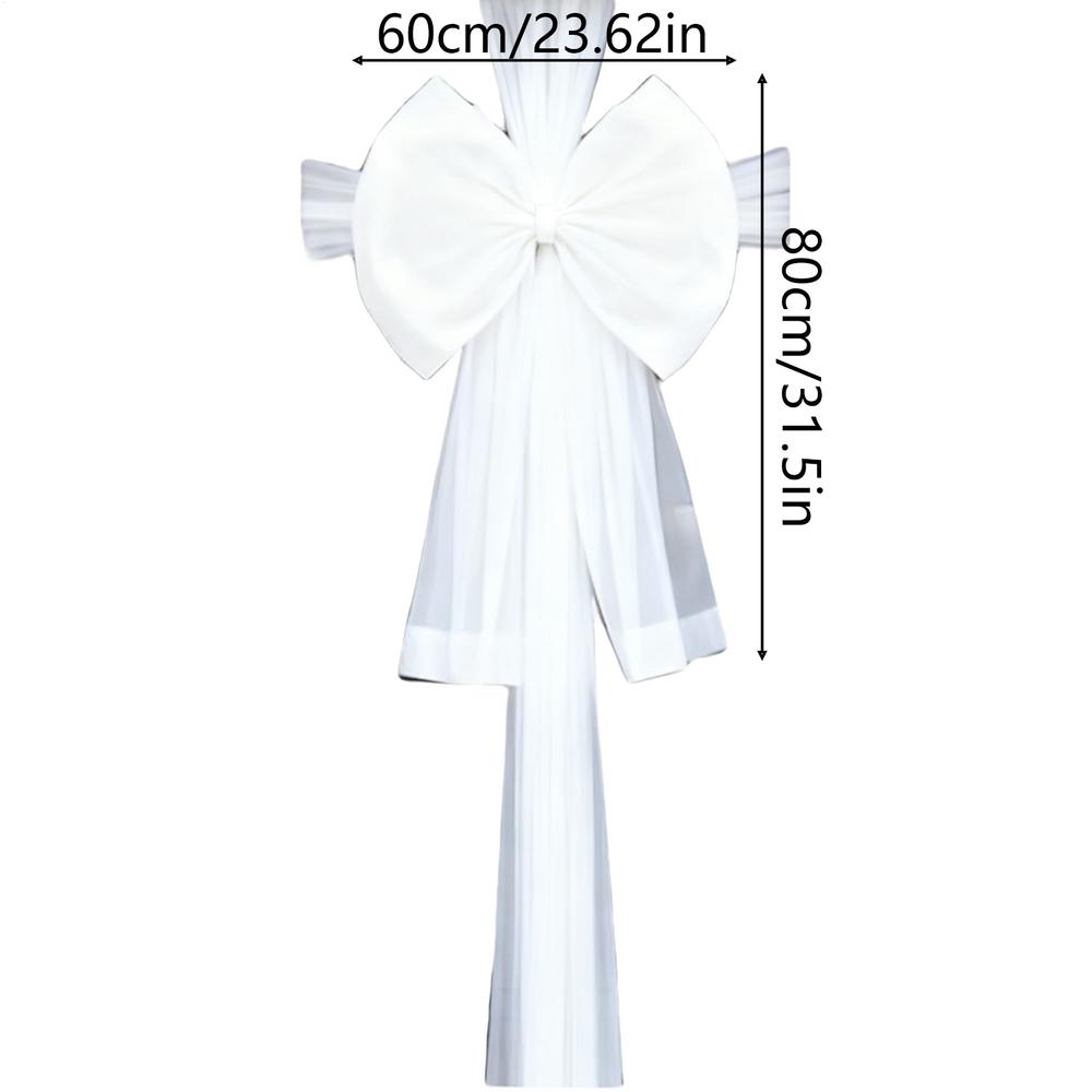 

Christmas Bows Decor Festive Indoor Outdoor Front Door Christmas Large Bow For Cabinet Window Mantel Restaurant Wall Fence 60x80cm білий