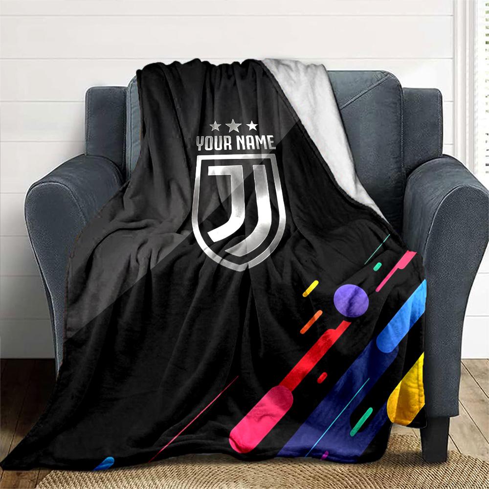 1pc Personalized Name Juventus Blanket, Gift, for Men and Women, Soft Blanket, Good for Sofa Bed Couch Travel, Lightweight Flannel Blanket