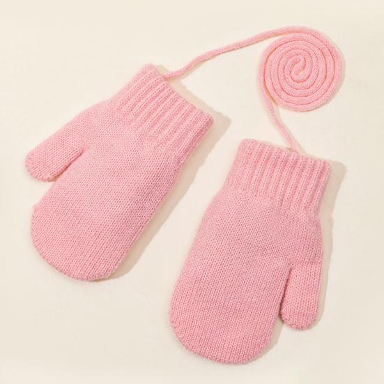 Kids Winter Gloves Warm Thickened Full Finger Mittens Knitted Gloves with Rope for Boys
