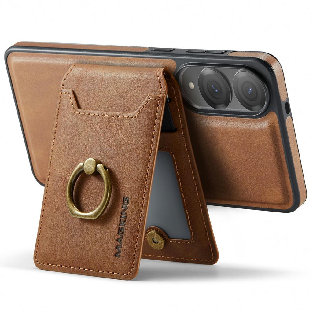 MAGKING K1 Series For Samsung Galaxy S25 Edge Magnetic Case PC + TPU + PU Phone Cover with Card Holder