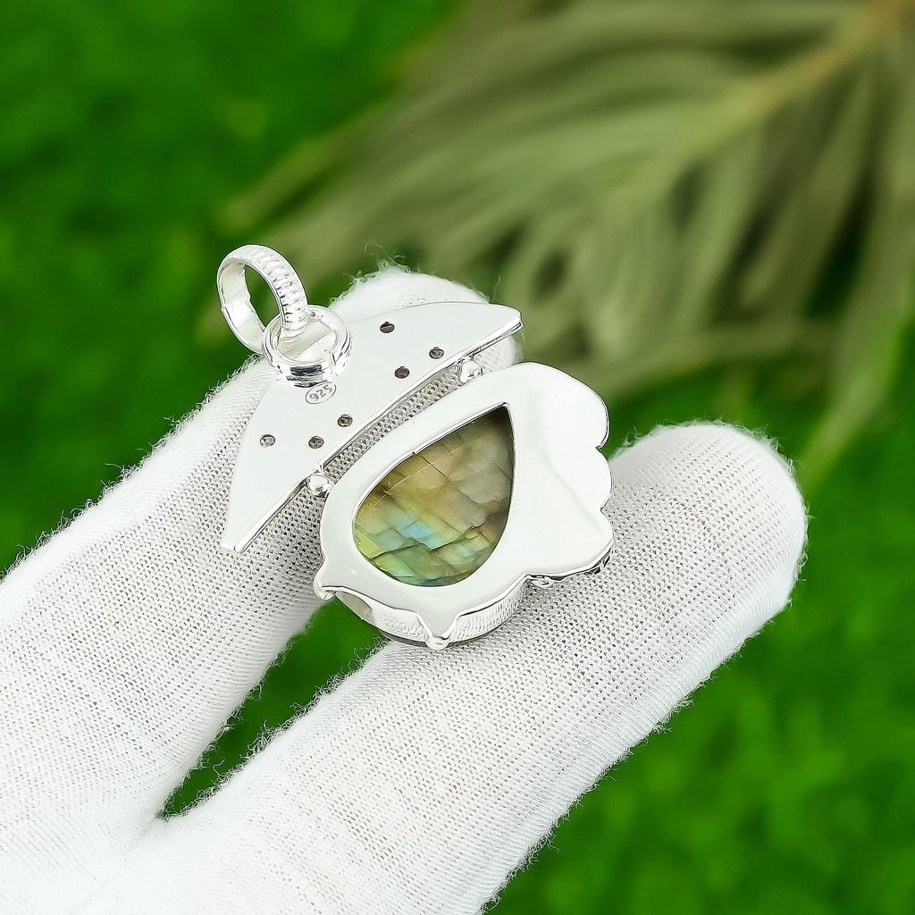 Friendship Day Sale 925 Silver Natural Labradorite Mother Anniversary Pendant