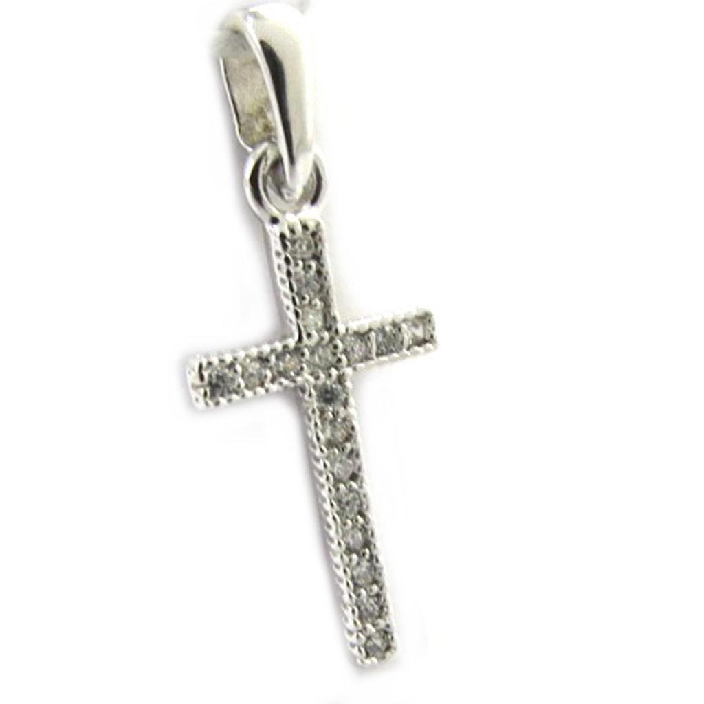 Les Trésors De Lily [M1696] - White 'Cross' Silver Pendant