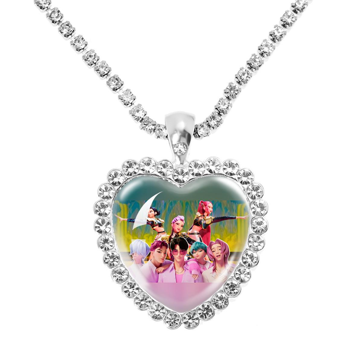 Witch Hunters Time Gem Peach Heart Rhinestone Necklace