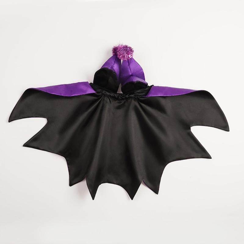 Dog Witch Costume/Devil Horn Hat for Pet Halloween Theme Party Dogs Costume Cloak for Small Cats Dog Cosplay Party Outfit