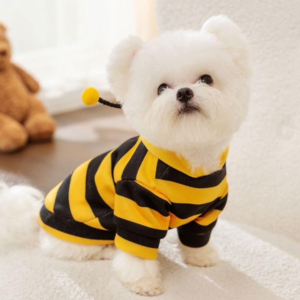 Kawaii Bee Design Puppy Cat Clothing Warm Thickened Dog Pullover Hoodie Soft Jumpsuit Winter Pet Clothes French Bull