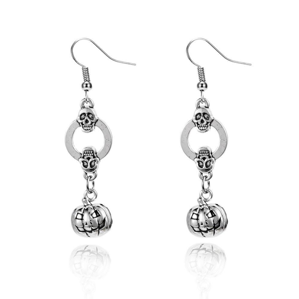 Punk Style Skeleton Pendant Earrings Spider Skull Earrings Vintage Halloween Dangle Earrings  Lady