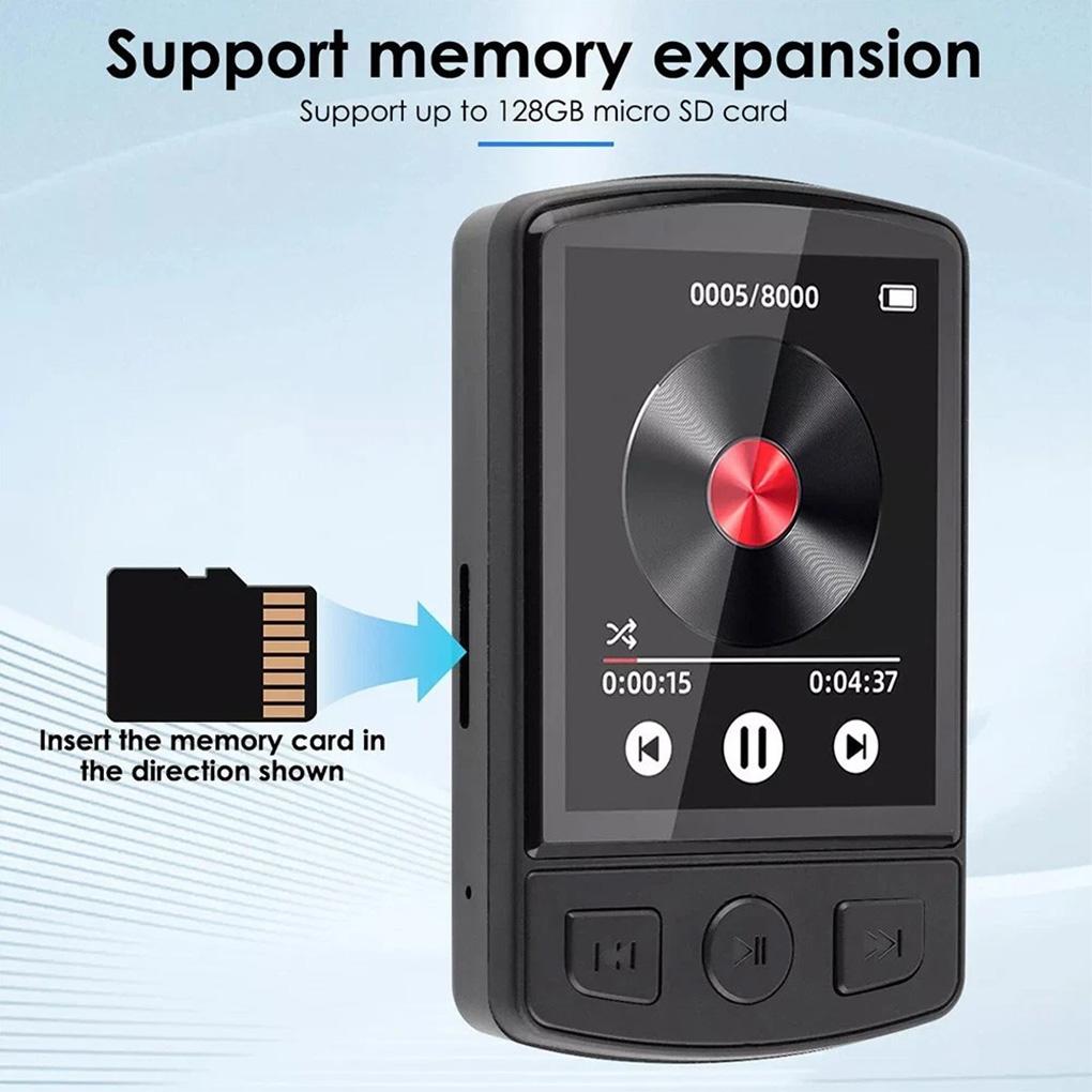 MP3 Player Portable Sport Clip Walkman HiFi Sound Bluetooth-Compatible 5.2 Student Walkman 1.8inch Screen with FM Radio E-Book