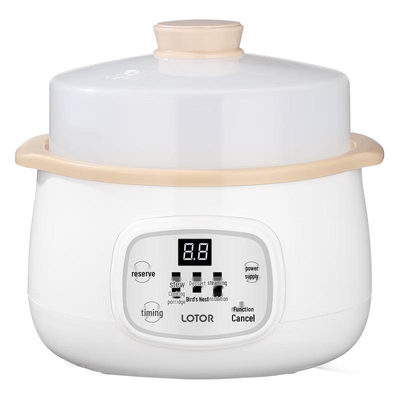 LOTOR D1 1.5L Ceramic Electric Stew Pot with Steamer