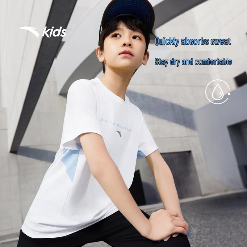 Anta Boys' Summer Quick-Dry Breathable Short Sleeve Sports T-Shirt