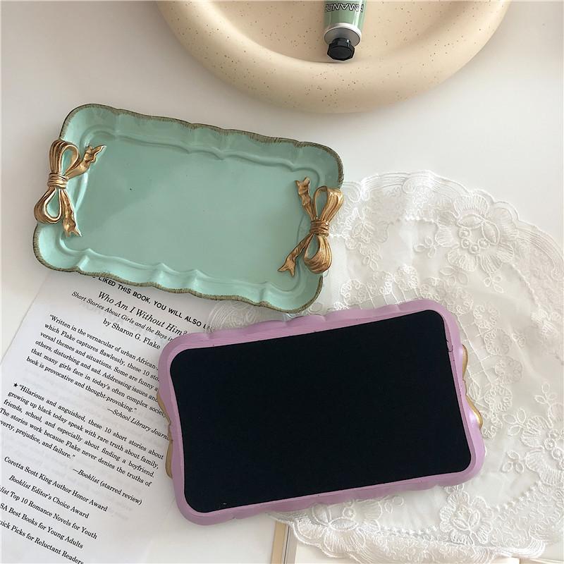 3D Resin Bow Macaron Color Desktop Ornament and Photography Prop Tray