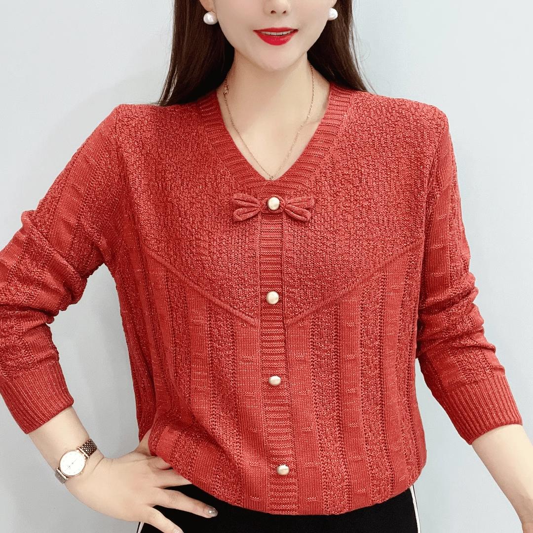 

Вязаный свитер, свободный и универсальный свитер с бабочкой и длинными рукавами, ажурный верх для мамы 3XL