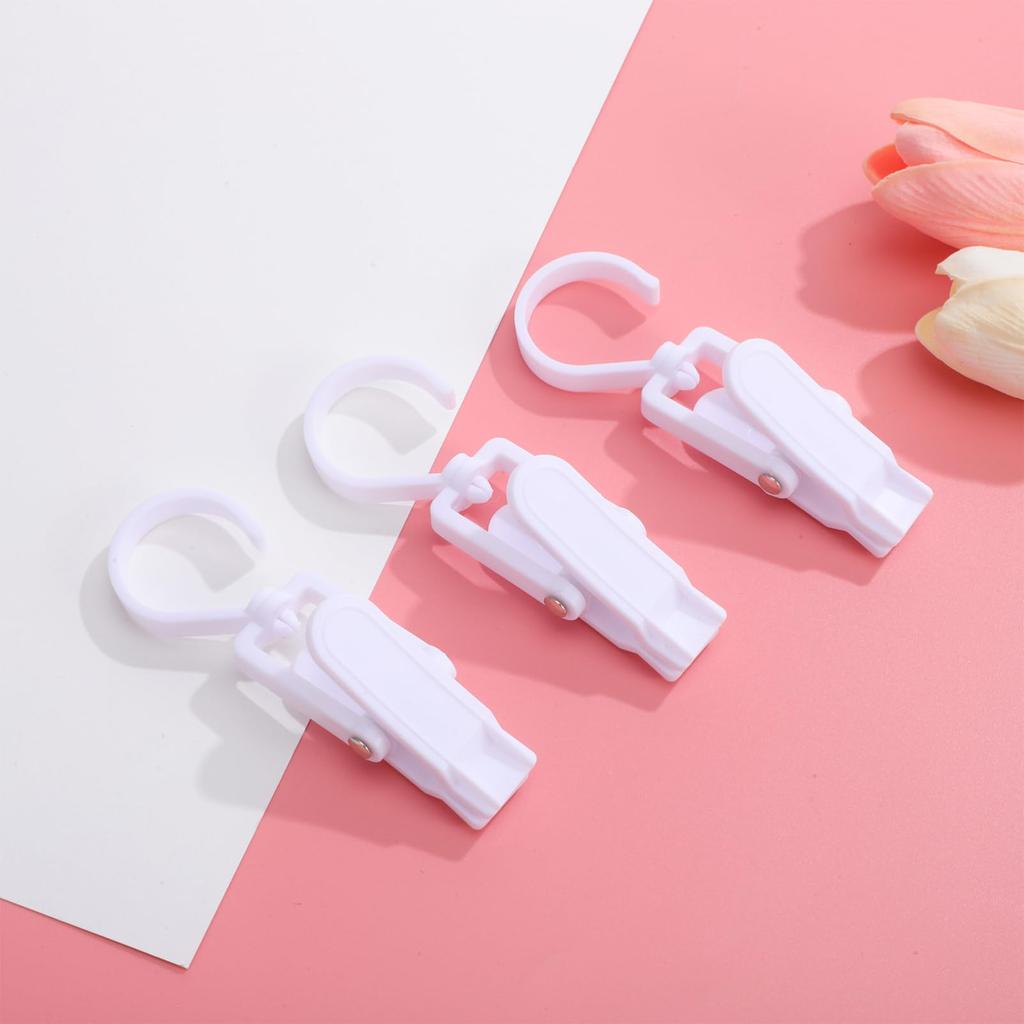 OUNONA Clothespins with 10 Clothes Clamp and Travel Hooks, PVC, Hanging, Unbreakable, Non-Slip, Pieces, Large, Kitchen, Bathroom, Drying, Pinch,