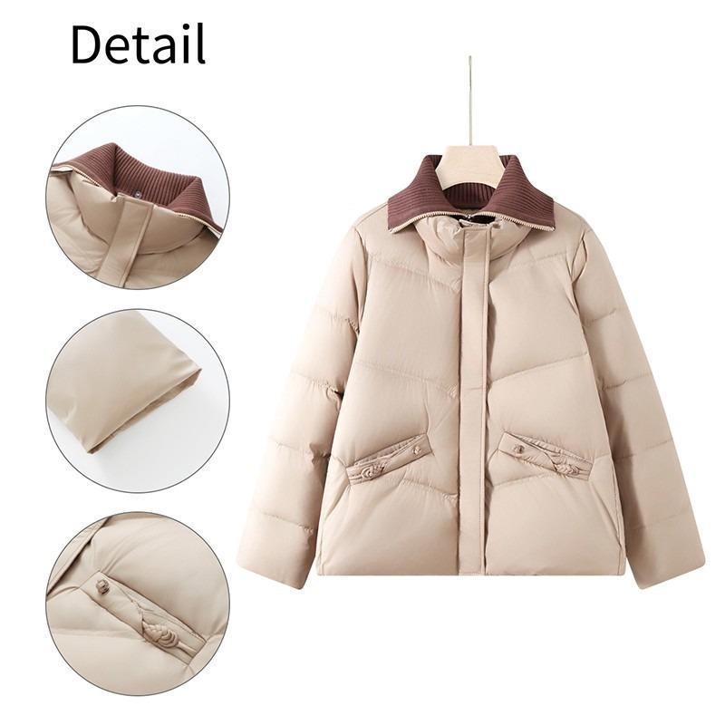 

Winter clothing noble duck down warm down jacket wide too autumn and winter solid color lapel jacket 4XL [recommended 150-80kg] бежевый