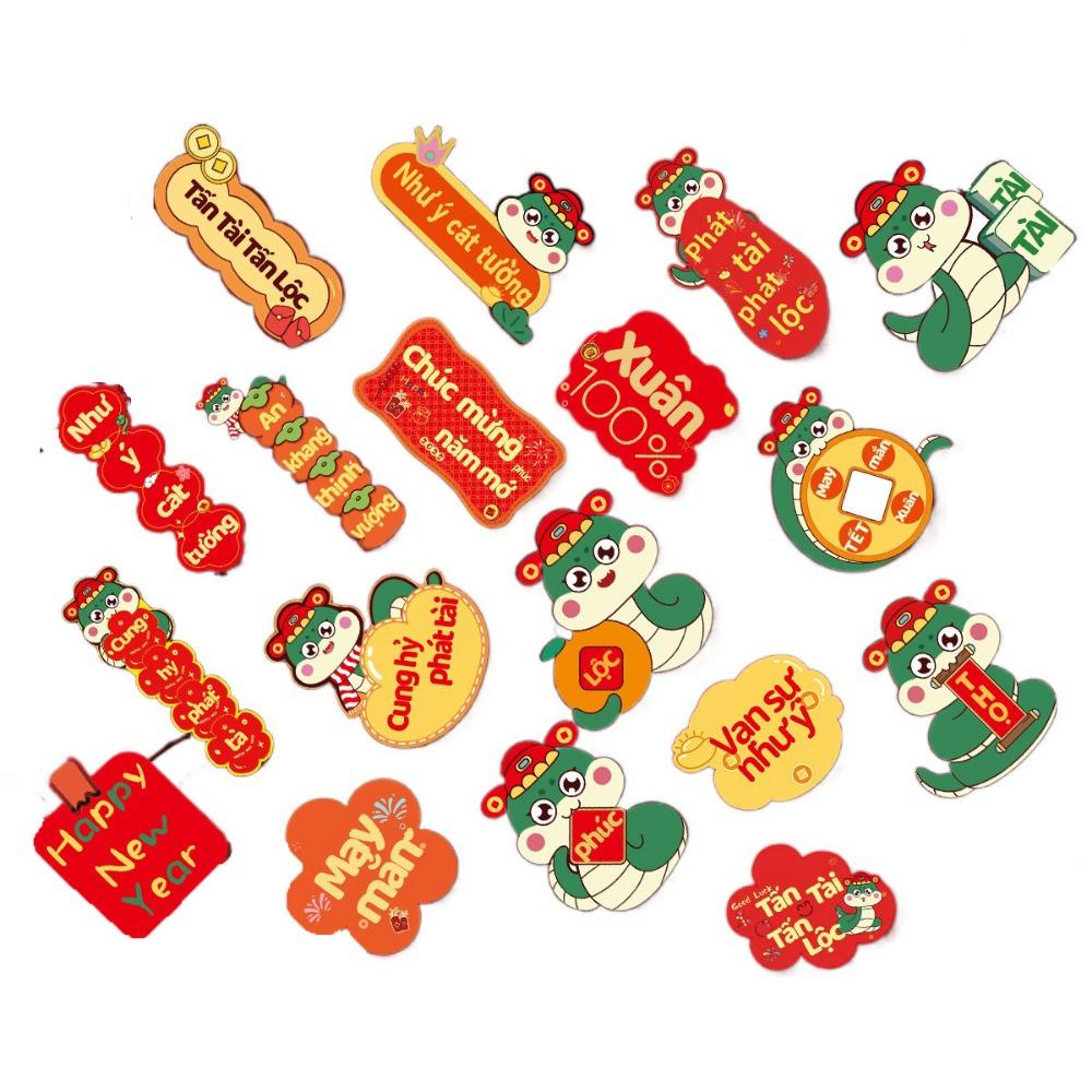 18Pcs Blessing Words Chinese New Year Pendant Snake Year Hanging Card  Party Supplies
