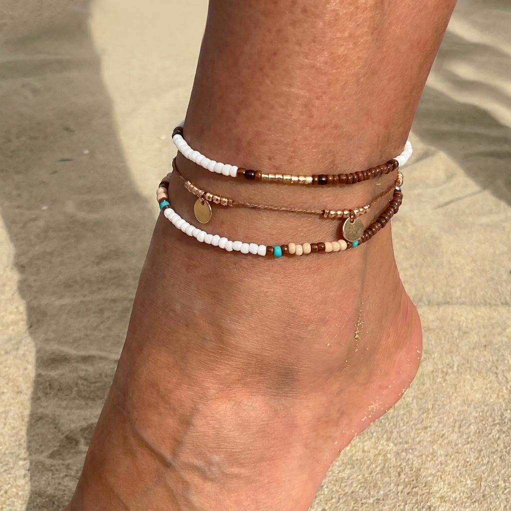 Bohemia Shell Anklet Set for Women Summer Beach Starfish Braided Rope Bracelet On Leg Beach Barefoot Sandal Leg Chain Jewelry