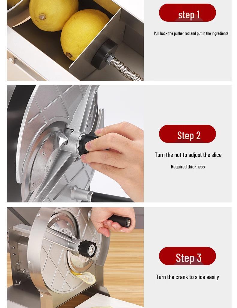 Stainless Steel Hand-Crank Slicer for Vegetables & Fruits