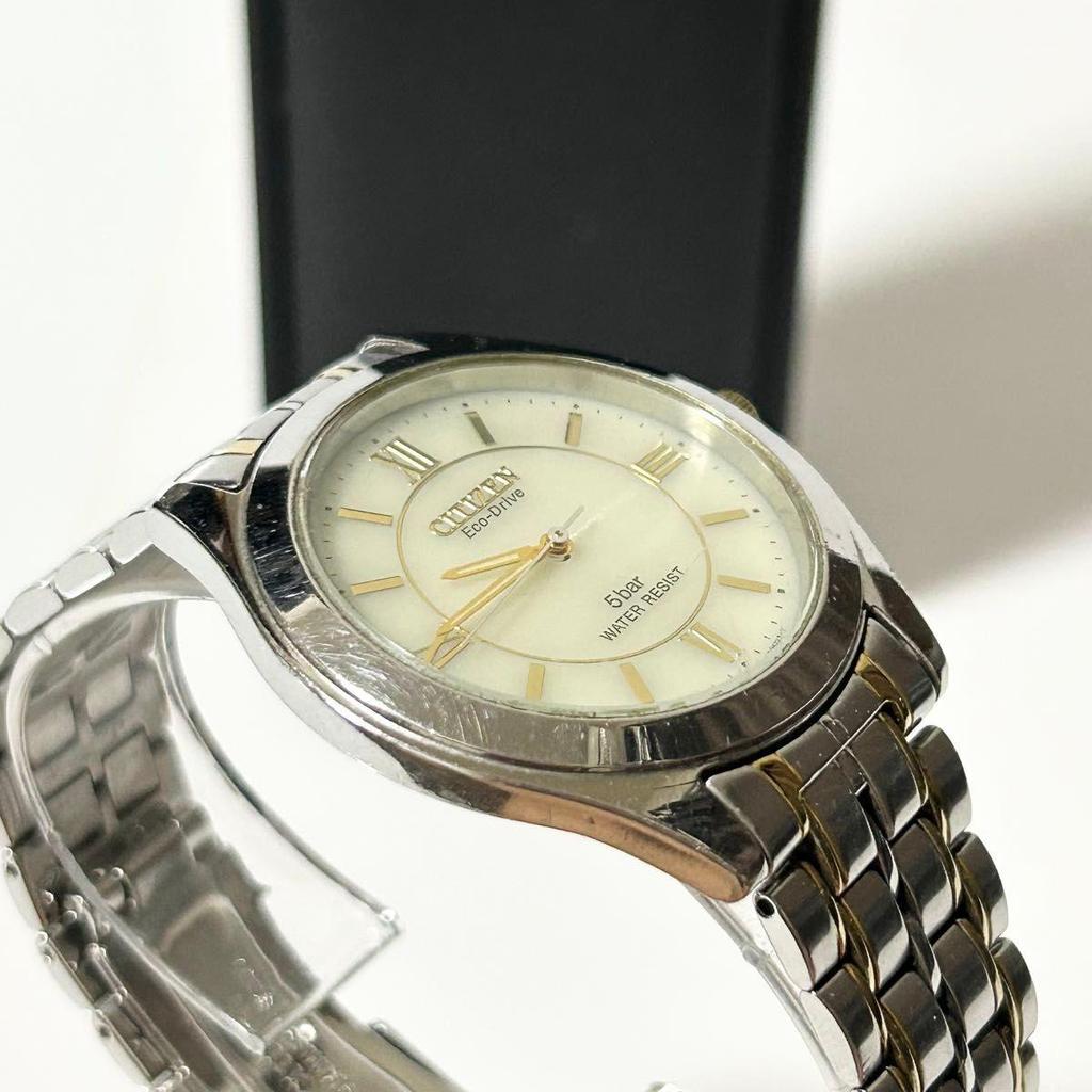 Used CITIZEN Citizen Eco Drive Men's Watch Solar E030-L20646 Beige Dial Silver Gold
