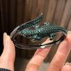 Personalized Open Bracelet Niche Design Full Of Diamonds Fashion Light Luxury Malachite Green Crocodile Dark Crocodile Bracelet