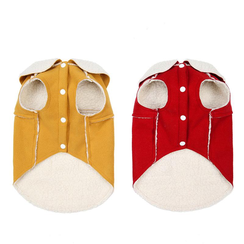 Autumn and winter pet clothes warm thick teddy magic bucket simple lapel dog cotton coat lamb coat dog clothes vest