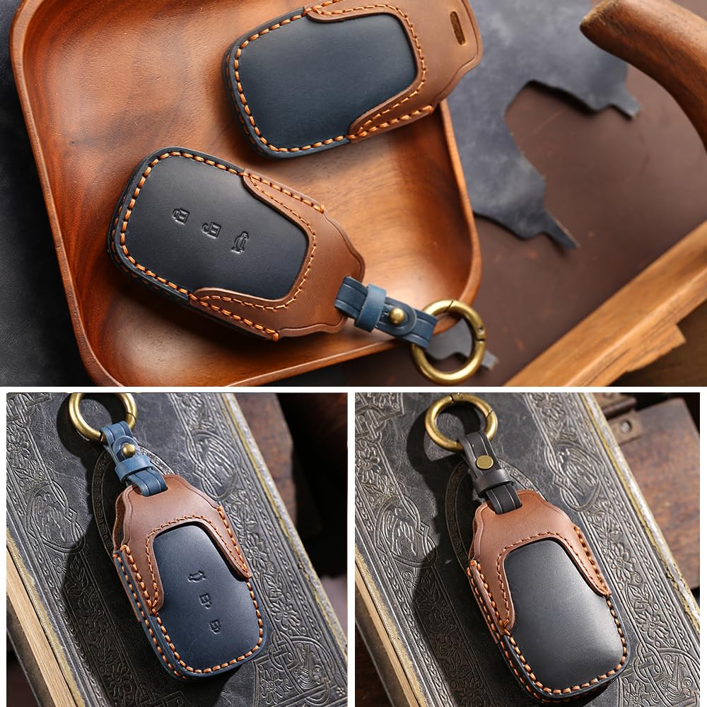 KOKATO Genuine Leather Smart Key Case Key Holder Key Cover for Toyota Corolla New Land Yaris Crown Crown Crown Estate RS Easy To Design Cross,