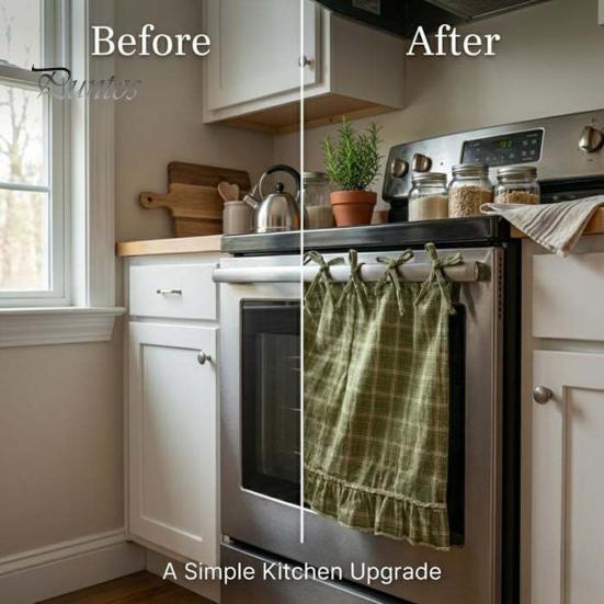 Kitchen Oven Curtain Skirt Handmade Farmhouse Cover with Ruffle Trim under Stove Easy Installation Hideaway Decor