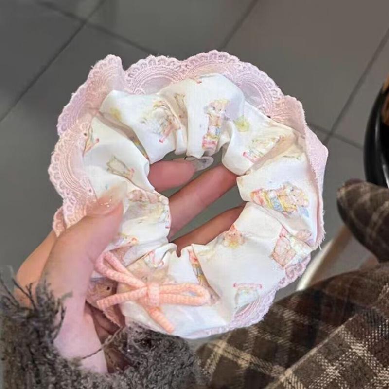 Chouchou d'été en satin et tulle à pois violets - Élastique à cheveux pour femme à haute élasticité